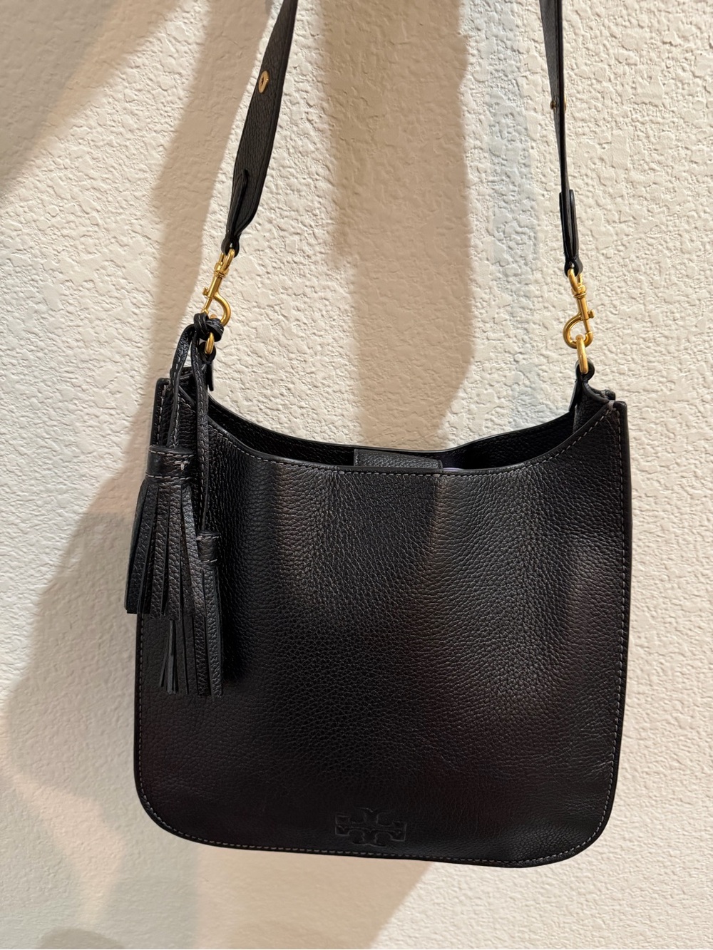 Tory Burch Black Pebbled  Handbag